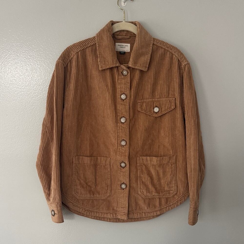 American Eagle Women's Cropped Tan Corduroy Shirt Jacket New with Tags